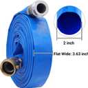 2" x 100 PVC Lay Flat Water Pump Discharge Hose With Aluminum Pin Lug Fittings, Heavy Duty Reinforced Pool Backwash Hose Assembly