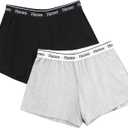 Hanes Women's Originals Comfywear Sleep Shorts (2 Pack) (Large, Heather Grey Marle/Black)