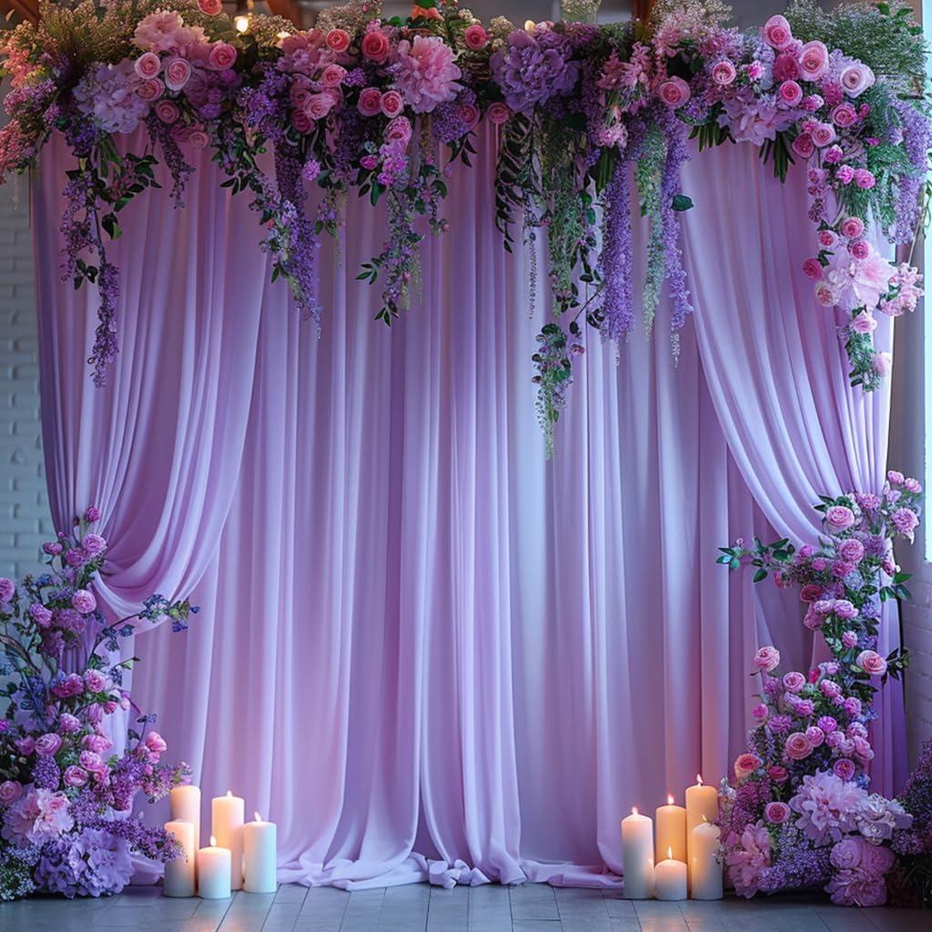 10x10ft Wrinkle Free Lavender Backdrop Curtain for Parties Soft Fabric Drapes Wedding Curtain Backdrop for Birthday Party Decorations Background for Photography 5x10ft,2 Panels, W5' x H10'