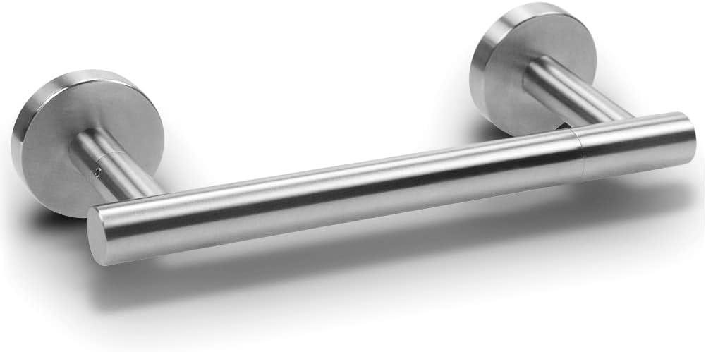 Uenede Brushed Nickel Toilet Paper Holder Stainless Steel Wall Mounted Double Post Flexible Adjustable Pivoting Toilet Tissue Roll Handle Hanger for Bathroom Washroom RV (Silver)