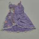 Women's Mesh Floral Embroidery Lace Trim Sheer Chemise Sleep Dresses Babydoll Nightgown Satin Slip Dress (Mauve Purple), Small