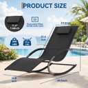 Garvee Outdoor Lounge Chair, Rocking Chair, Lounge Chair Recliner with Detachable Pillow for Patio, Lawn, Pool, Outdoor Home Furniture, Black