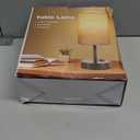 ZJOJO Table Lamp for Bedroom Set of 2, Bedside Small Lamps with 3 Way Dimmable Rocker Switch and AC Outlet, Nightstand Desk Lamp with Flaxen Fabric Shade Black Base for Living Room Home Decor Lights (14.5inch)