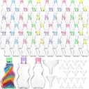 Mumufy 60 Pcs Plastic Sand Art Bottles for Kids 2.5 oz Sand Art Containers Bulk for Back to School Student Gifts Wedding Invitations Crafts Supplies Girls Decorations, 3 Stylesf(Colorful,Plastic Cap)