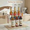 Coffee Syrup Organizer with Straw Holders, 2-Tier Acrylic Syrup Rack (6 Bottles), Anti-Slip Coffee Bar Storage with Side Straw Boxes for Syrups, Wine, Dressings on Kitchen Countertop