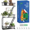 Fire Escape Wall Shelf - New York Decorative Ladder Shelf, Wall Art Floating Shelf Black Metal Shelves for Bedroom, Home Office Storage and Display (3-Tier)