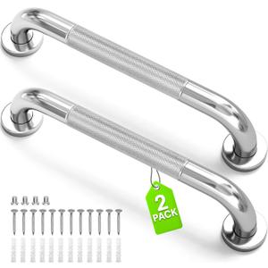 Grab Bars for Bathtubs and Showers 2 Pack,16 Inch Anti-Slip Shower Grab Bars for Seniors, Stainless Steel Shower Handle, Safety Wall Grab Bars for Elderly and Handicap (Silver)