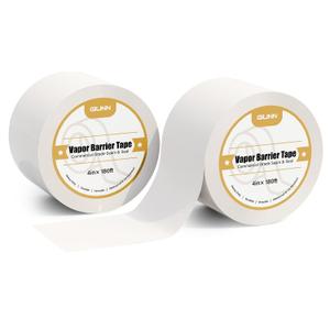 Vapor Barrier Tape 2 Rolls, 4" Wide x 180' Long Moisture Barrier Tape, 9 mil White polyethylene Tape, Moisture Sealing and Seams for Crawl Spaces, Vapor barriers, Marine, Insulation