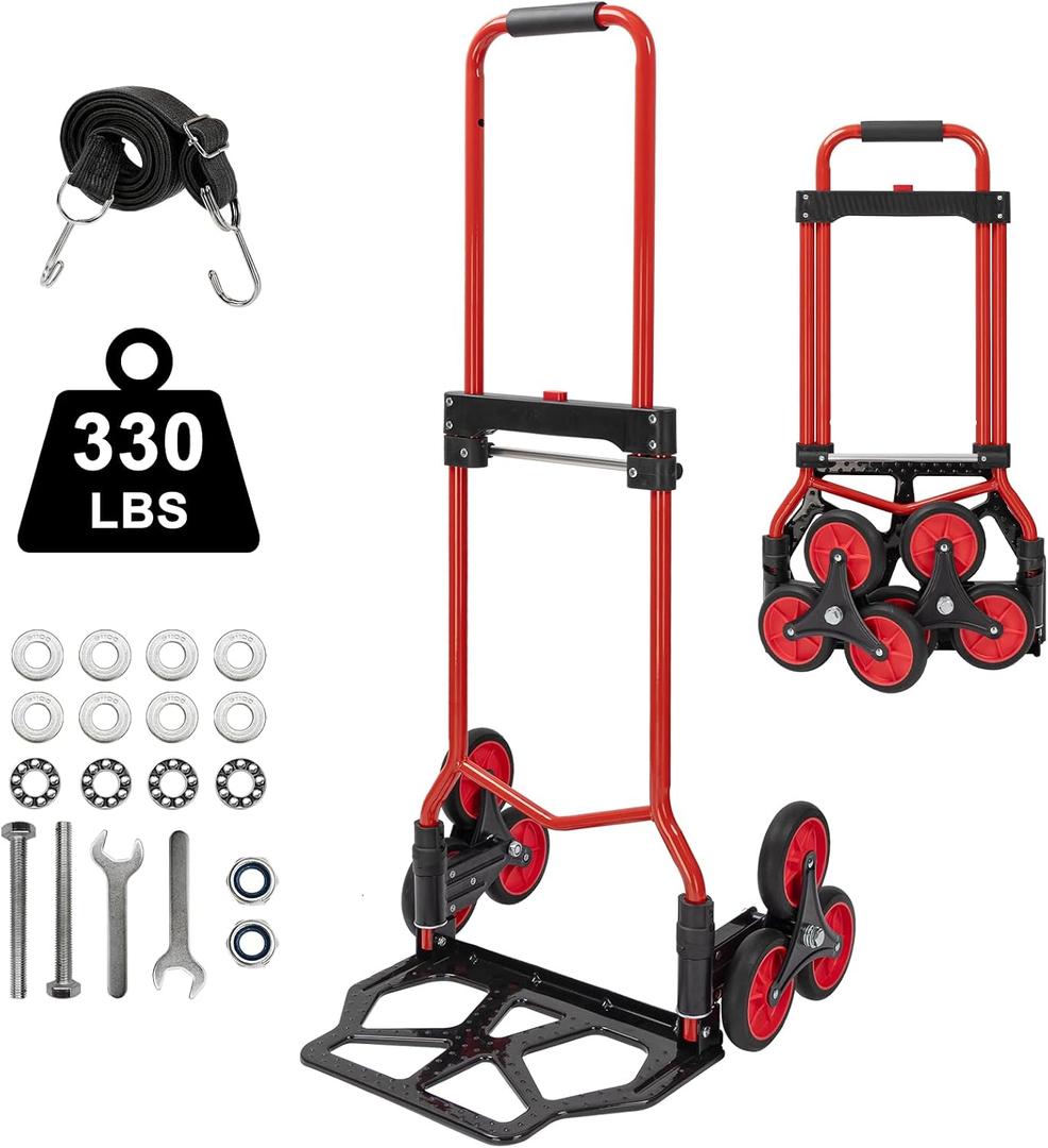 Stair Climber Hand Truck for High Steps Over 8", 9.84" Wheels, 180LB