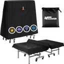 Ping Pong Table Cover, Hicover Table Tennis Cover Waterproof Sunproof Indoor & Outdoor Fits Universal 9x5 FT Tables Folding & Flat Tables, with Paddles Organize Bag, 600D Oxford Fabric