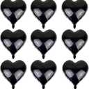 4 x Lovoir 10 Pcs Black Heart Shape Foil Mylar Balloons 18 Inch Love Balloons for Valentine's Day Birthday Party Decorations Wedding Engagement Romantic Decor (Black)