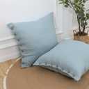 Simple&Opulence 100% Washed Linen Euro Sham Cover, 26 x 26 Inch, Decorative Bed Pillow Cover with Coconut Button, Solid Color Pillow Shams Set of 2 (Dusty Blue)