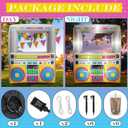 Soulchen 6 x 5 ft Inflatable Radio Boombox Decor with Built in LEDs Lighted and Air Blower, 80's 90's Party Decoration Blow up Giant Boombox for Hip Hop Birthday Disco Photo Props(Radio,Yellow)
