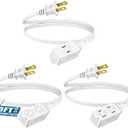 DEWENWILS 3 Foot Extension Cord, 16 AWG SPT-2 Power Cable for Indoor Use, 2 Prong Outlets Plugs for Christmas Decor and Lights, NEMA 5-15P to NEMA 5-15R, White, ETL Listed, 3 Pack