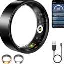 WNRTSA Smart Ring for Women & Men, Fitness Tracker with Heart Rate, Blood Oxygen, Sleep Monitoring, Long-Lasting Battery, IP68 Waterproof (Black, 10)