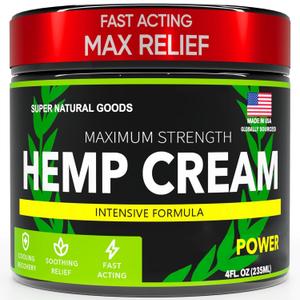 Hemp Cream Maximum Strength (4 oz) Hemp Oil & Arnica, Soothes Discomfort on Joint Muscle Shoulder Hip Nerve Neck Knee & Back Support. All Relief Cream. Instant Turmeric Menthol Rub