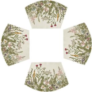 Artoid Mode Wild Flower Round Table Summer Wedge Placemats Set of 4, Seasonal Kitchen Dining Table Decoration for Indoor Party Home (12" x 18", Wedge 4 Pcs)