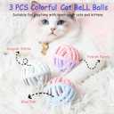 Silicone Cat Ball Toys with Bell 3 Pack - Interactive Cat Toy Balls for Indoor Cats - Durable Hollow Kitten Chew Toys for Teething & Bored Adult Cats