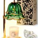 Flower Candle Warmer Lamp with Timer Dimmable Green, Adjustable Height Candle Warming Light, Wax Melt Warmer Candle Lamp for Jar Candles, Mothers Day Birthday Housewarming Gifts for Women Mom