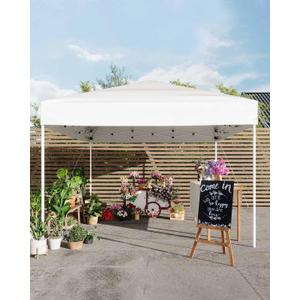 Garveelife 10x10 Pop Up Canopy Tent, Outdoor Canopy Tent with 3 Adjustable Height, Easy Set Up Canopy with 4 Sandbags & Carrying Bag for Camping, Parties, Outdoor Events - White(Old Version)