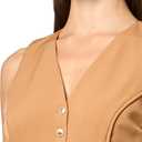 BCBG womens Sleeveless V-neck Button Front Belted Romper, 16