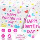 HOWAF 97pcs Valentines Party Tableware Sets with Plates Napkin Tablecloth Knifes Forks Spoons for Galentines Day Party Supplies, Sweet Conversation Heart Love Candy Valentine's Dinnerware Set