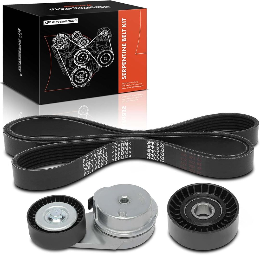 A-Premium Engine Serpentine Belt Drive Kit with Tensioner & Idler Pulley Compatible with Ram 1500 2013-2022, 1500 Classic 2019-2022 - OHV V8 5.7L
