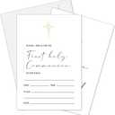 4 x First Holy Communion Invitation Card, Gold Foil Baptism Invitations For Boys Girls, Christening Fill In Invites, Religious Celebration Decorations Baby Shower Supplies, 06