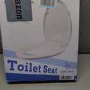 Elongated Toilet Seat 18.5", Soft Close, Never-Loosen Design, White Plastic