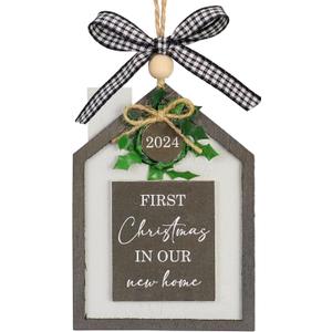 2024 Christmas House Warming Gifts New Home Ornament Housewarming Gifts for New House, Housewarming Gift Presents for Women, Couple - New Home Owners Gift - Wooden New Home Bowknot