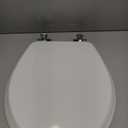 Mayfair Bennett Toilet Seat with Chrome Hinges, Slow Close Wood Seat, Secure Metal Hinges, Easy Install, Made in USA, Round, White