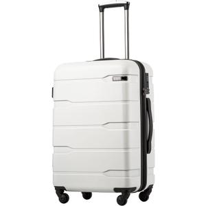 Coolife Carry On Luggage 22x14x9 Airline Approved Hardside PC+ABS Suitcase with TSA Lock, Lightweight Rolling Travel Luggage with Spinner Wheels(White, 20in)
