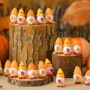 60 Pcs Thanksgiving Gnome Decor Pumpkin Gnome Decorations Maple Leaf and Acorn Figures Resin Figures for Thanksgiving Fall Table Decor Vase Filler Dollhouse Fairy Garden Fall Cake Decoration
