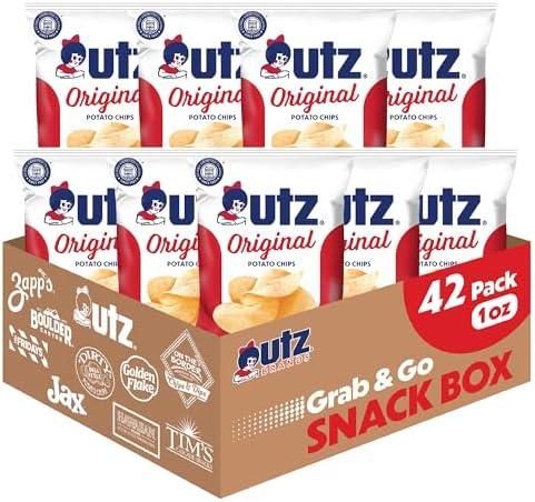 Utz Original 1 Oz Bags, 42 Count Crispy Potato Chips Made from Fresh Potatoes, Crunchy Individual Snacks to Go, Cholesterol Free, Trans-Fat Free, Gluten Free Snacks Best By Feb 16 2026