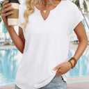 WIHOLL Womens Summer Tops 2026 Cap Short Sleeve Shirts V Neck Tshirts Spring Blouses Beach Vacation Clothes (White, XXL)