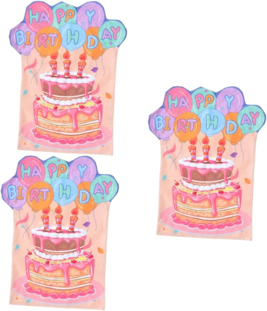 EXCEART 3pcs Decorate Birthday Chair Cover for Party Happy Birthday Chair Cover for Classroom The Office Decor Happy Birthday Chair Happy Birthday Chair Cover for School Make up Apparel