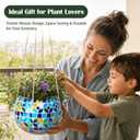 Ceramic Hanging Planter Mosaic Hanging Flower Pot Small Plant Pot for Indoor Plant Garden Decor Disco Ball Planter with Drainage Square Blue