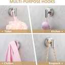 Towel Hooks Shower Suction Hook Towel Hanger for Bathroom Hanging Coat, Robe, Removable Wall Mounted Hook for Bedroom Kitchen Hotel Pool Chrome(2-Pack)