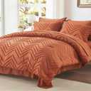 Anluoer King Bed in a Bag 7 Pieces, Burnt Orange Tufted Comforter Set with Comforter, Pillow Shams, Pillowcases, Flat Sheet, Fitted Sheet