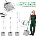 11.61" Chicken Poop Scooper & Rake 2-in-1+ 9.84" Pooper Scoopers, 25" to 67" Large Metal Litter Scoop with Adjustable Stainless Steel Handle for Farm Sifting Coops Cleaning Chicken Litter Pet Waste