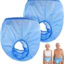 2 Pack Adult Incontinence Pants TPU Waterproof Diaper Cover, Plastic Pants for Adults with Side Leakage Protection, Reusable Rubber Pants Plastic Underwear for Men & Women (Blue, XXL)