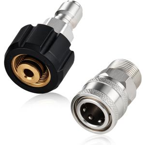 2 PCS Pressure Washer Quick Connect Adapter Set, M22 14mm(5.5in) Swivel to 3/8in Quick Connect Socket & Plug, Max Pressure 5000PSI