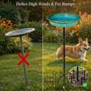 35" Metal Bird Bath for Outside Standing Metal Bird Bath Stake in Ground Iridescent Blue Green Birdbath with Scientifically Designed Color Lure for Birds 12" Detachable Bowl for Garden Patio Yard