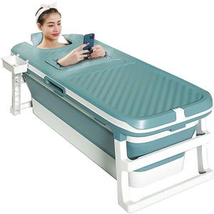 Foldable Bathtub Portable Soaking Bath Tub for adult,Ideal for Hot Bath Ice Bath with Reached Out Hands 53 inch