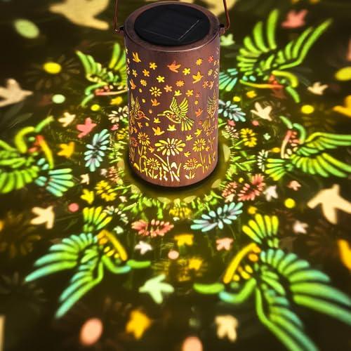 LOVERUIS Solar Lanterns Outdoor Waterproof Patio Decor Hummingbird Gifts for Mom Grandma Women Mothers Day Gift Garden Decors Porch Yard Spring Decor