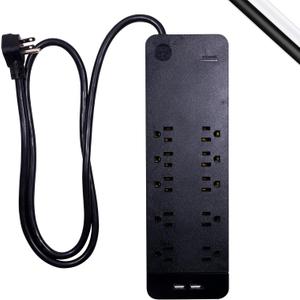 GE 37746 Ultra Pro Surge Protector 10 Outlets 4' Cord, Black