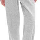 PUMIEY Women's Wide Leg Sweatpants Straight Baggy Sweat Pants High Waisted Lounge Pants Airy Collection (Large, Heather Grey)