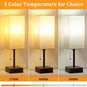 15'' Table Lamp for Bedroom set of 2,3-Color Bedside Lamps with Pull Chain Table Lamps for Night stands with AC Outlet,Small Night Light Lamps with 2 Bulbs Lamps for Living Room Kids Room Office Decor