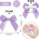 AIMUDI Lavender Satin Ribbon Bows, 2" Self-Adhesive Satin Bows, 50 PCs, Perfect for Gift Wrapping, Baby Shower, Wedding, Birthday Party Decorations