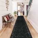 Vintage Black Runners for Hallways 12ft, Long Rug Runners for Hallways Non Slip Washable Runner Rug for Entryway, Ultra-Thin Soft Carpet Runners for Indoor Entry Bedroom (2'6"x12', Black)